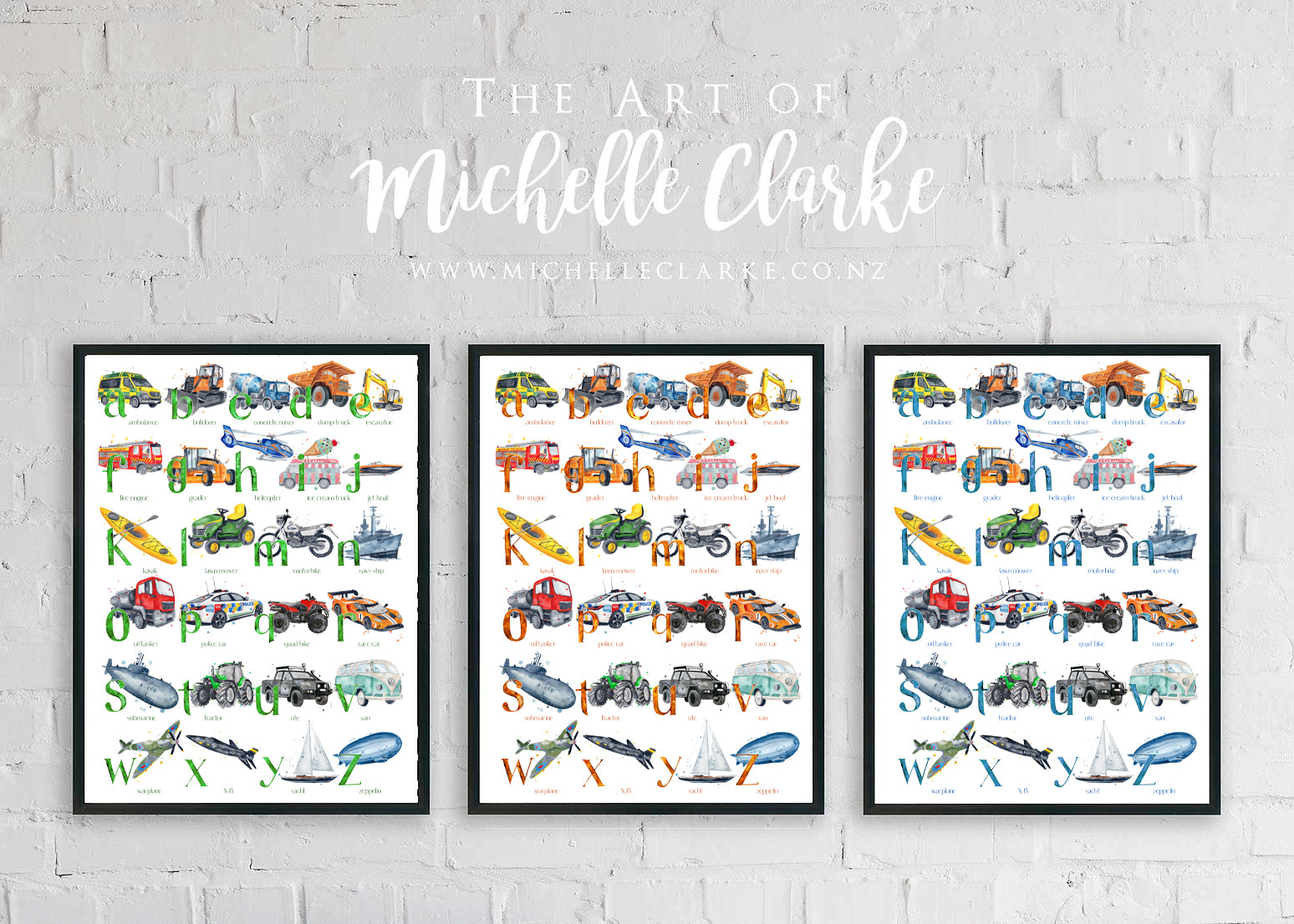 NEW Transport ABC - Watercolour Art Print - PRINT OF THE WEEK 20% OFF