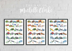 NEW Transport ABC - Watercolour Art Print - PRINT OF THE WEEK 20% OFF