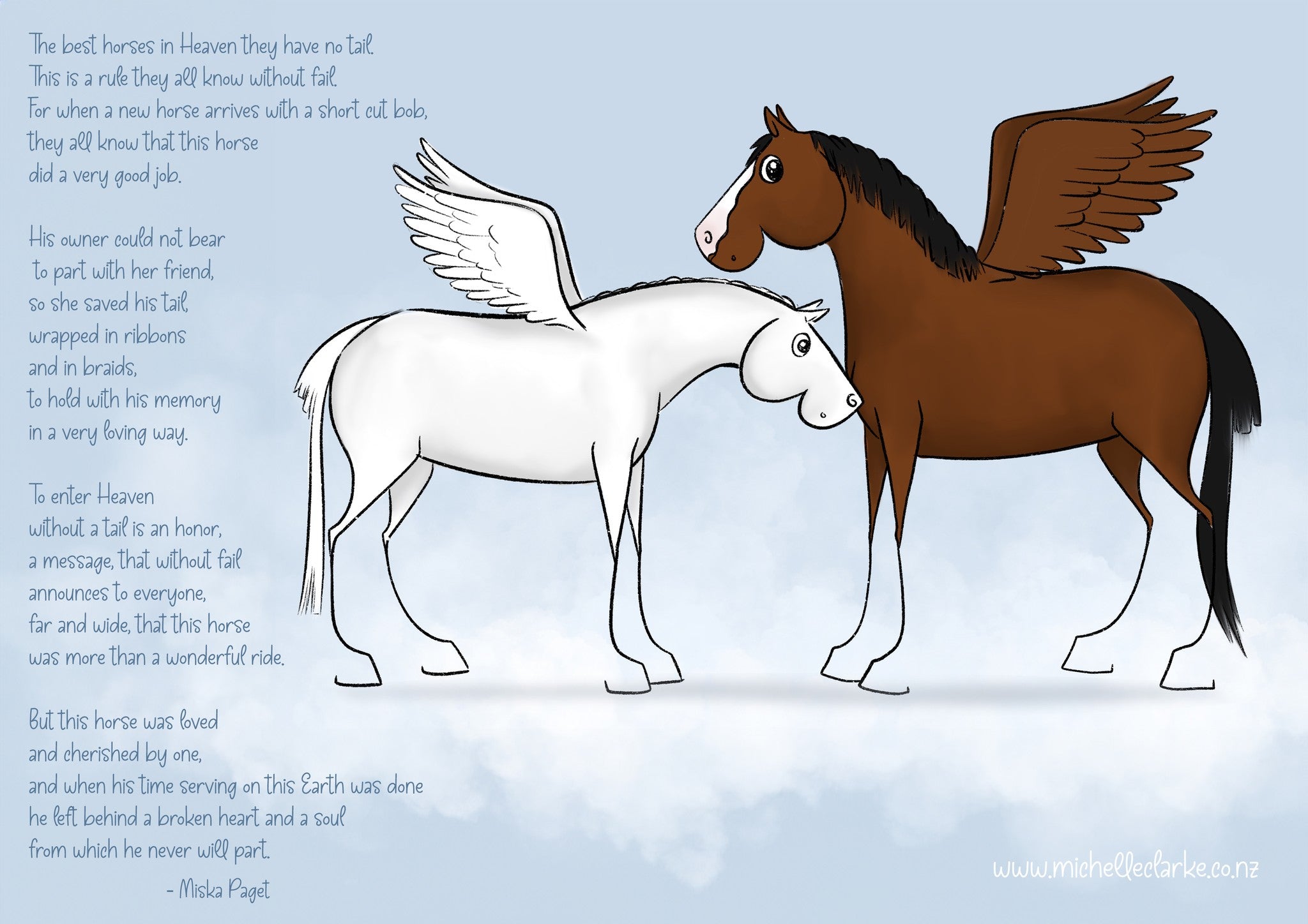 The best horses in Heaven they have no tail - Cartoon Art Print
