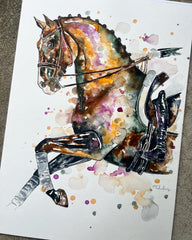 Dressage Portrait- Watercolour Mini Print