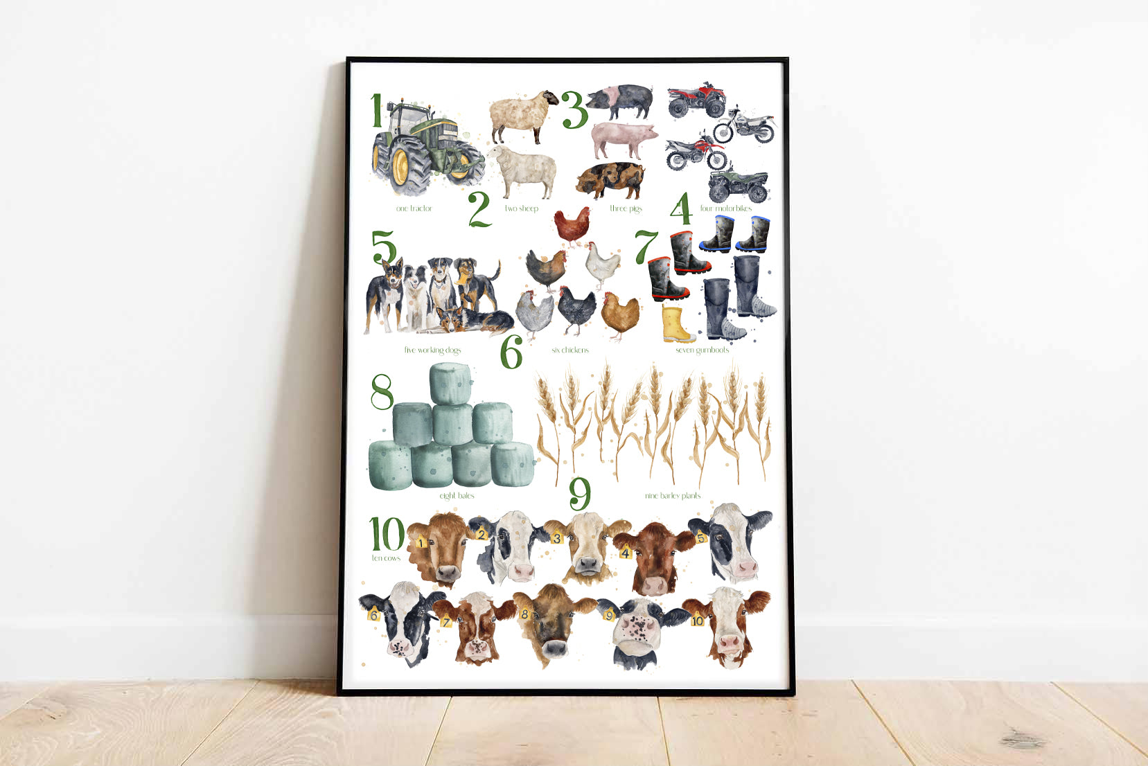 NEW Farming 123 - Watercolour Art Print