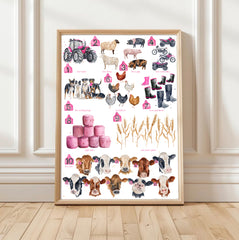 PINK Farming 123 - Watercolour Art Print - Limited Edition