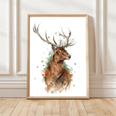 Red Stag - Watercolour Art Print