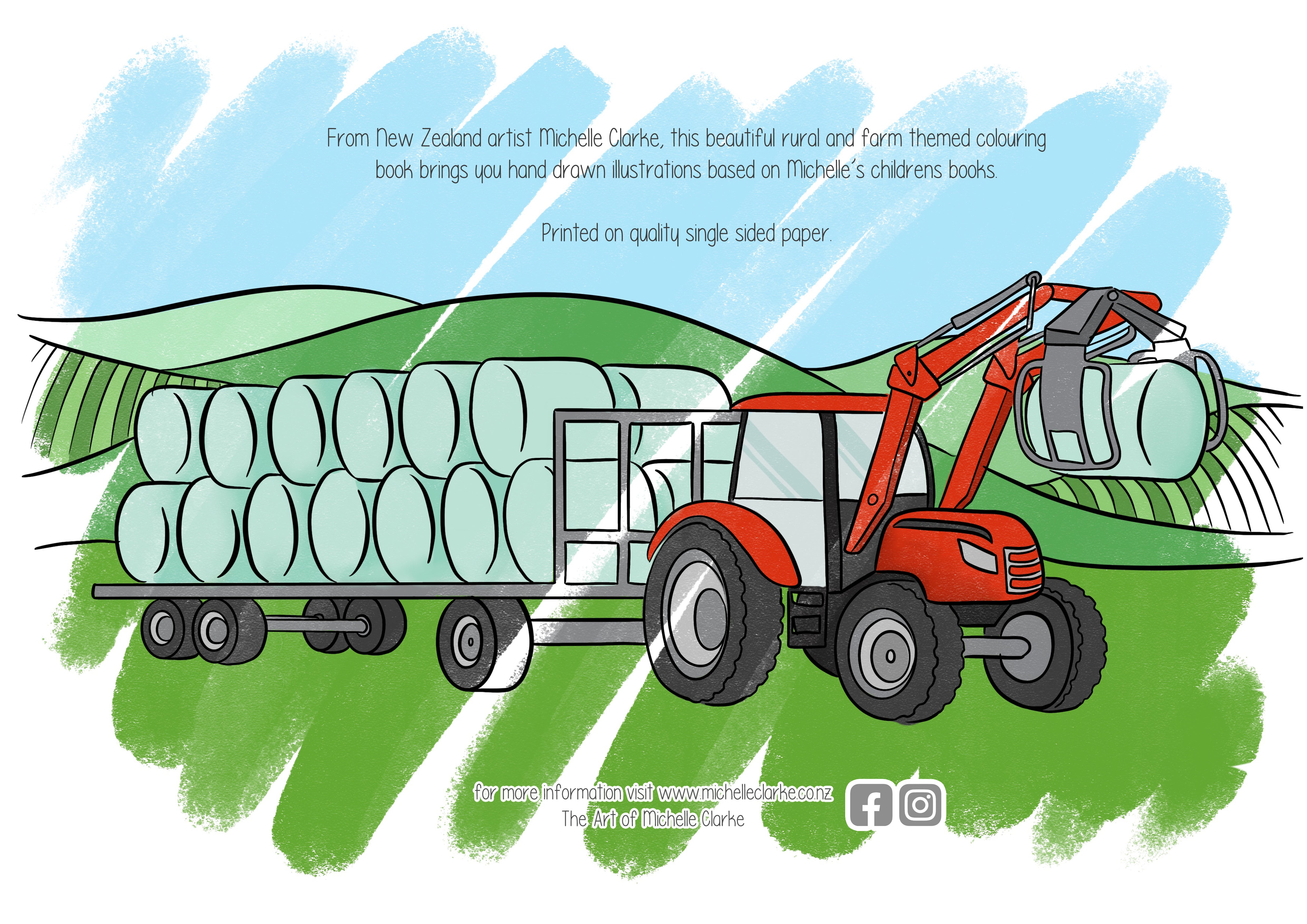 The Art of Michelle Clarke - Rural New Zealand Colouring-in Book