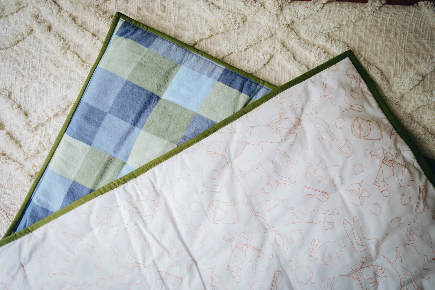 Handmade Baby Quilt | Green & Blue (Large)