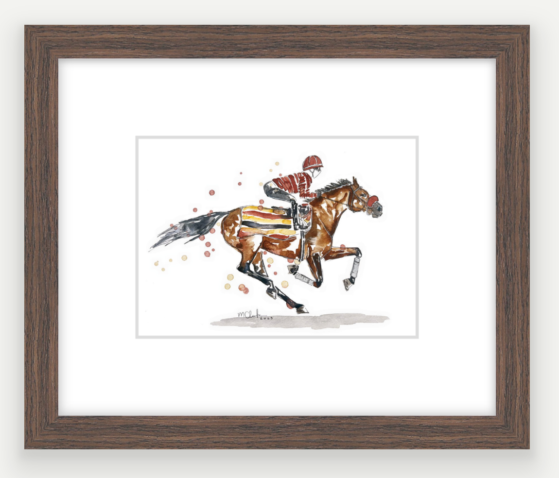 Racehorse - Watercolour Mini Print