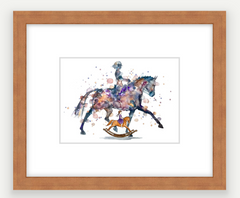 Dressage Rocking Horse - Watercolour Mini Print