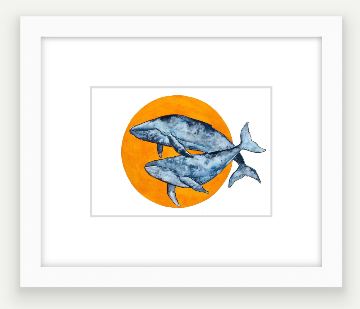 Whales - Watercolour Mini Print