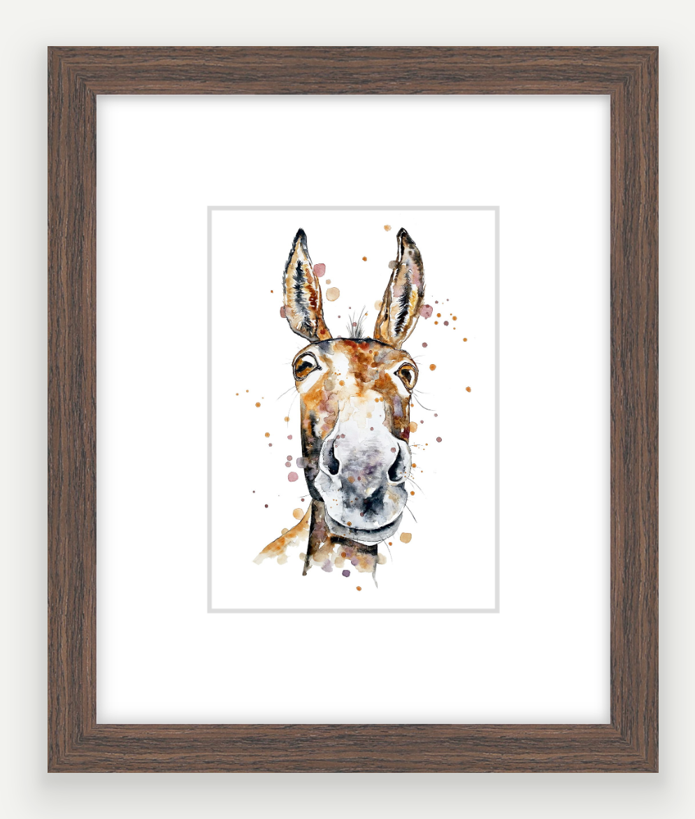 Donkey - Watercolour Mini Print
