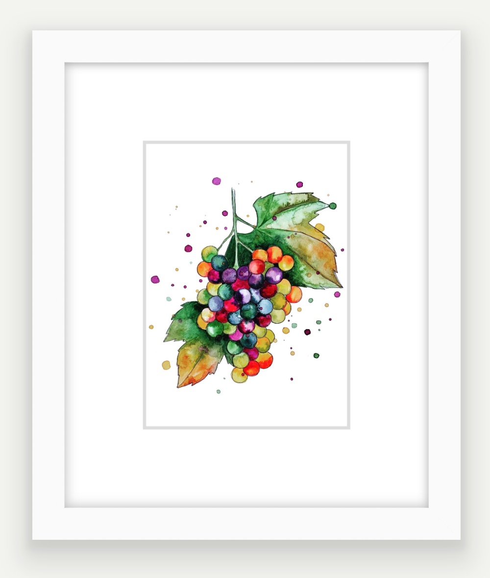 Colourful Grapes - Watercolour Mini Print