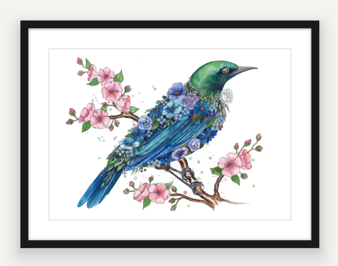 Tui - Aotearoa Florals Collection - Watercolour Print