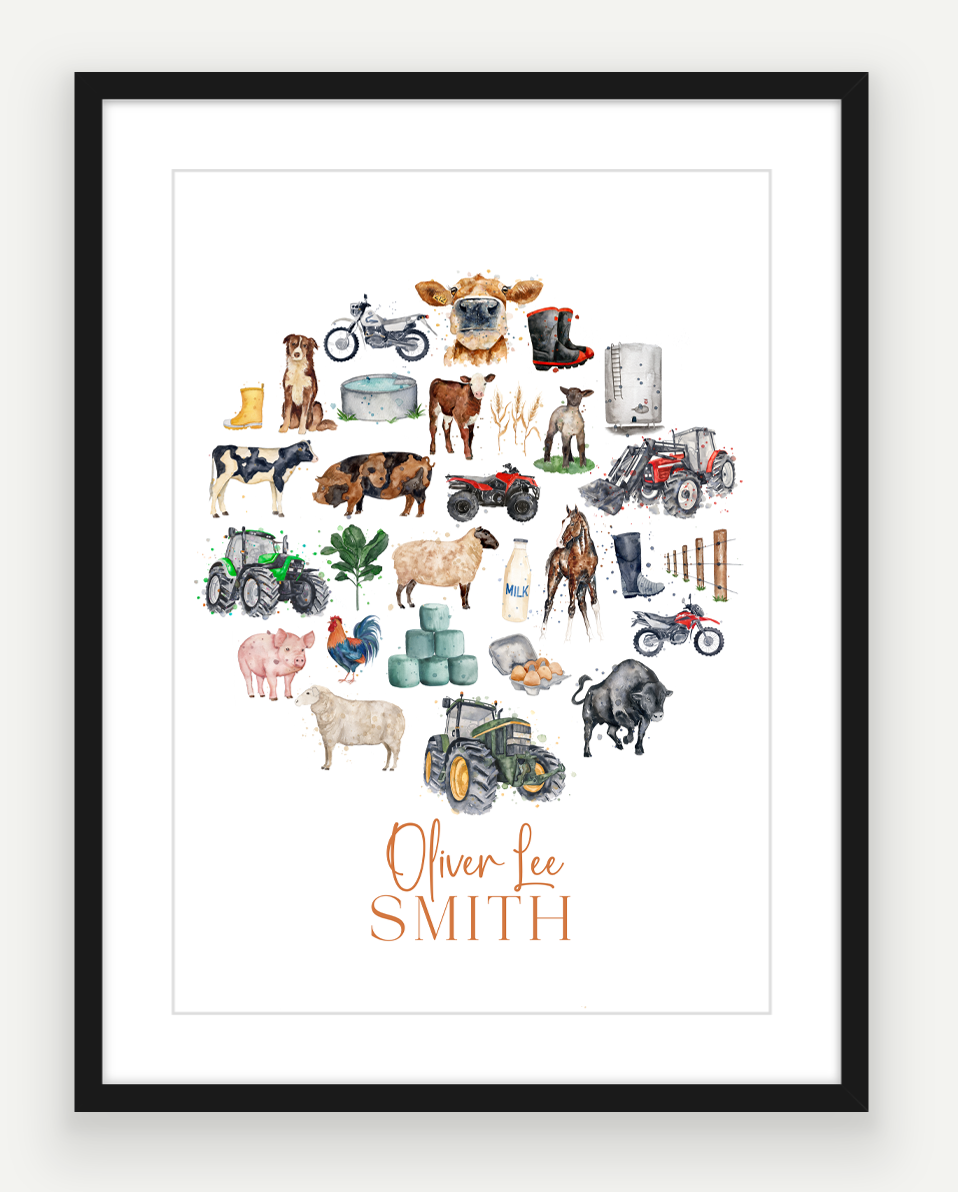 Personalised Farming Print - Watercolour Art Print
