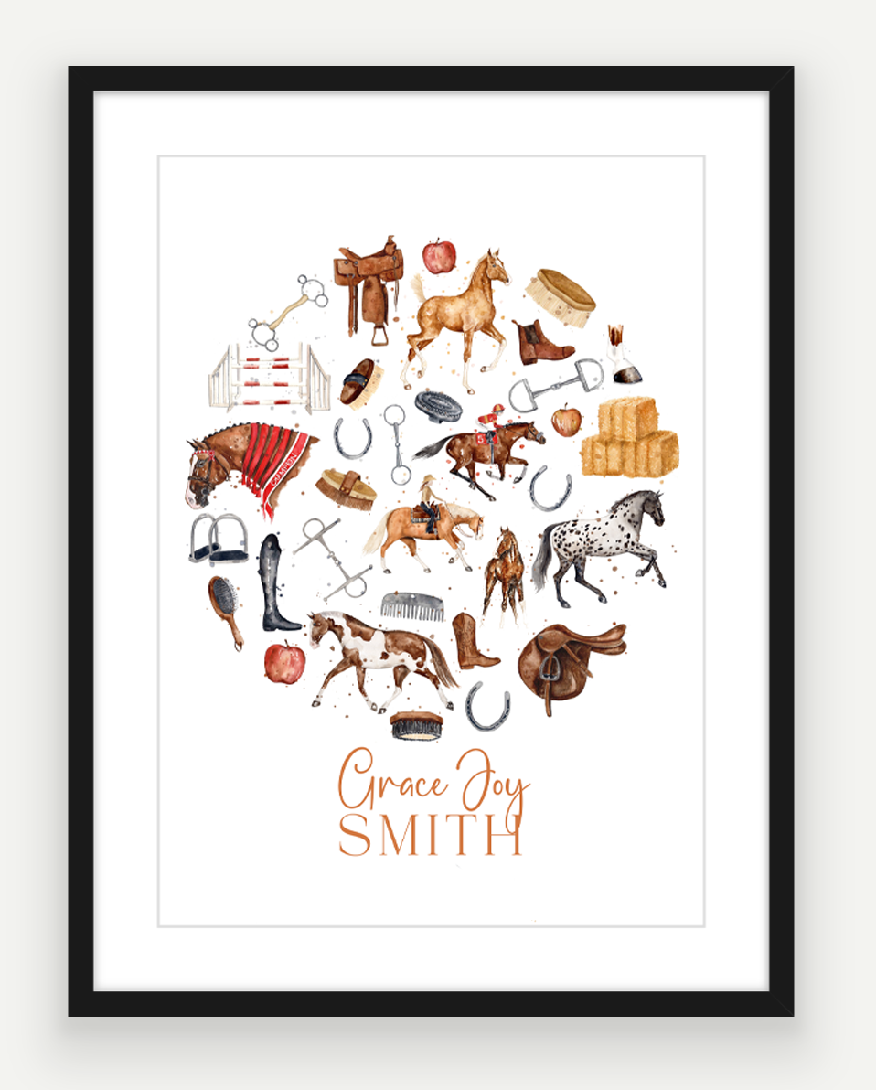 Personalised Equestrian Print - Watercolour Art Print