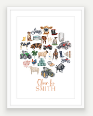 Personalised Farming Print - Watercolour Art Print