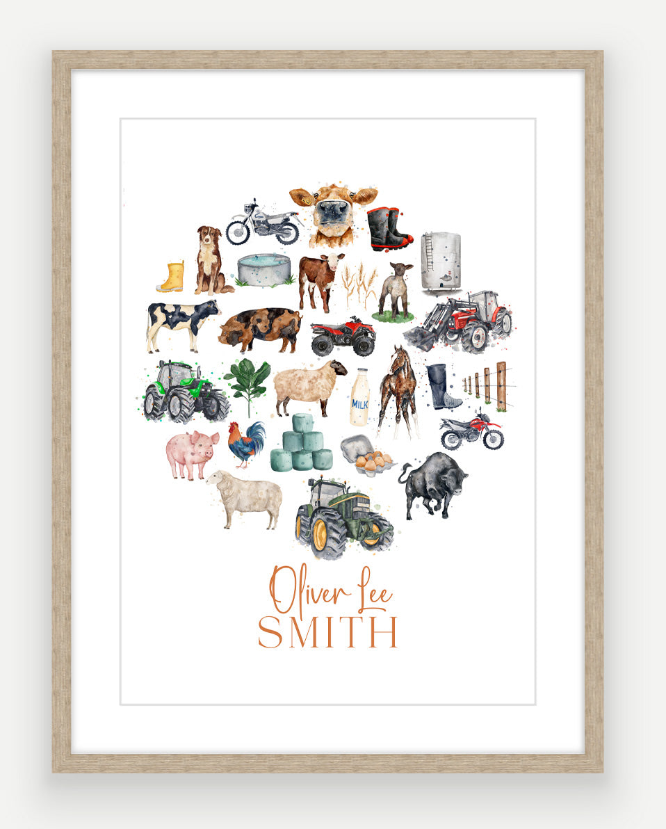 Personalised Farming Print - Watercolour Art Print