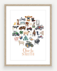 Personalised Farming Print - Watercolour Art Print