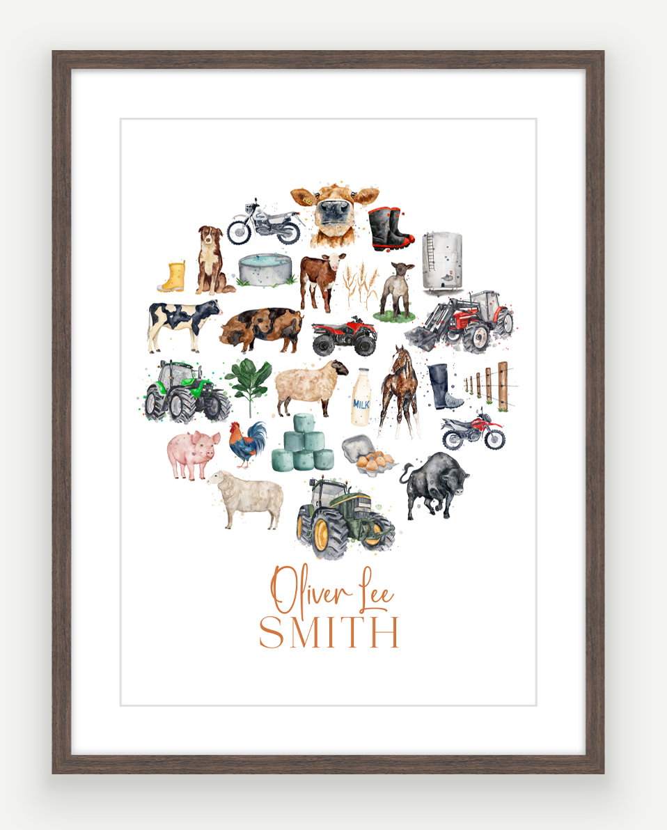 Personalised Farming Print - Watercolour Art Print