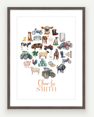 Personalised Farming Print - Watercolour Art Print