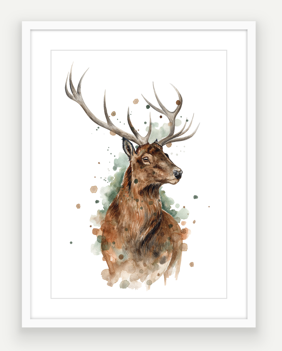 Red Stag - Watercolour Art Print