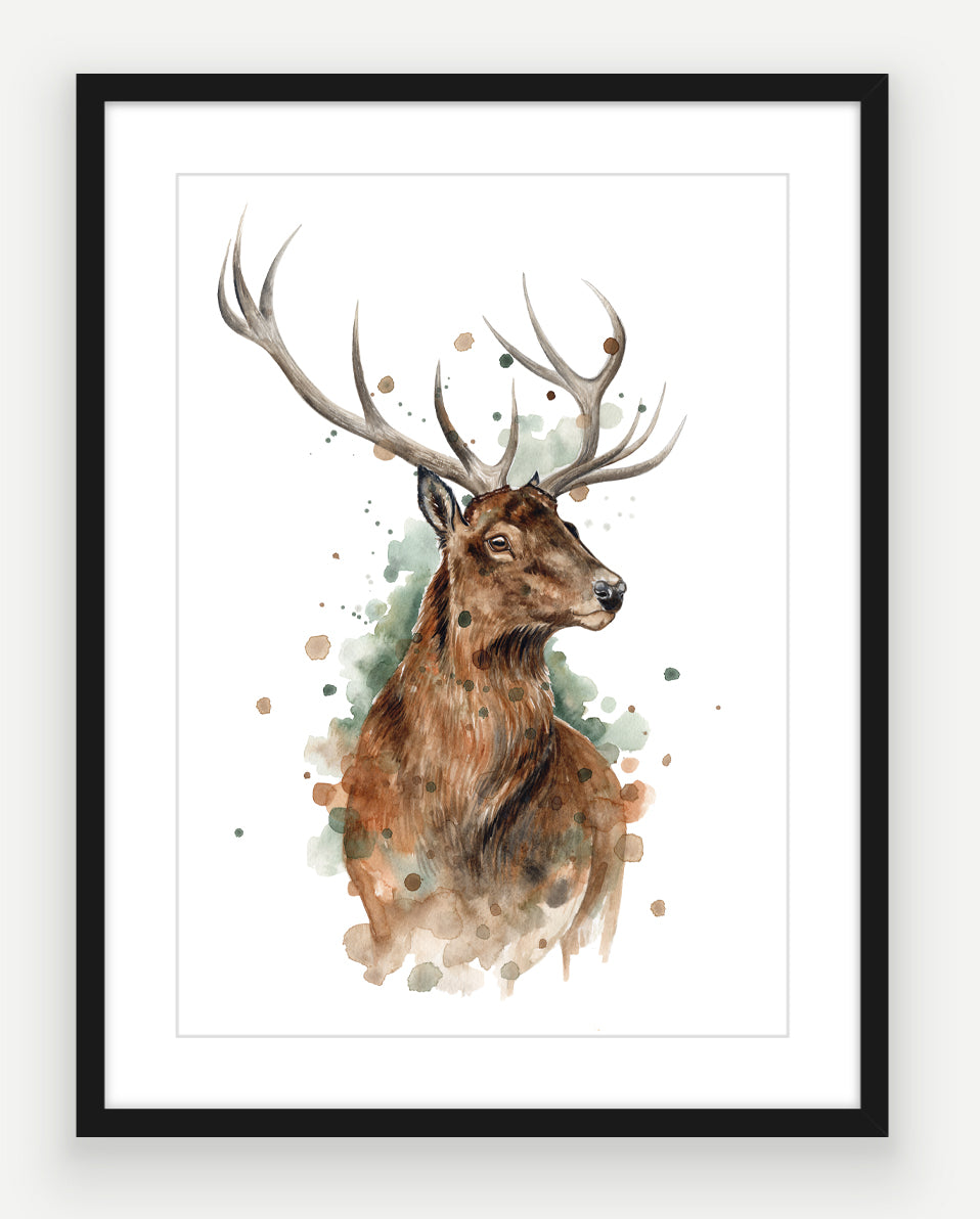 Red Stag - Watercolour Art Print