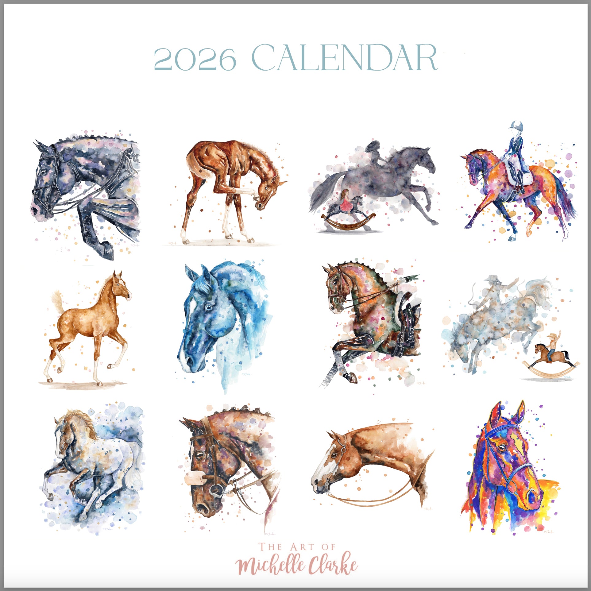 2026 "Horses In Watercolour" Calendar - PRE ORDER