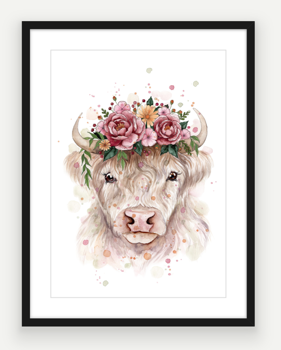 Pearl The Highland - Watercolour Art Print