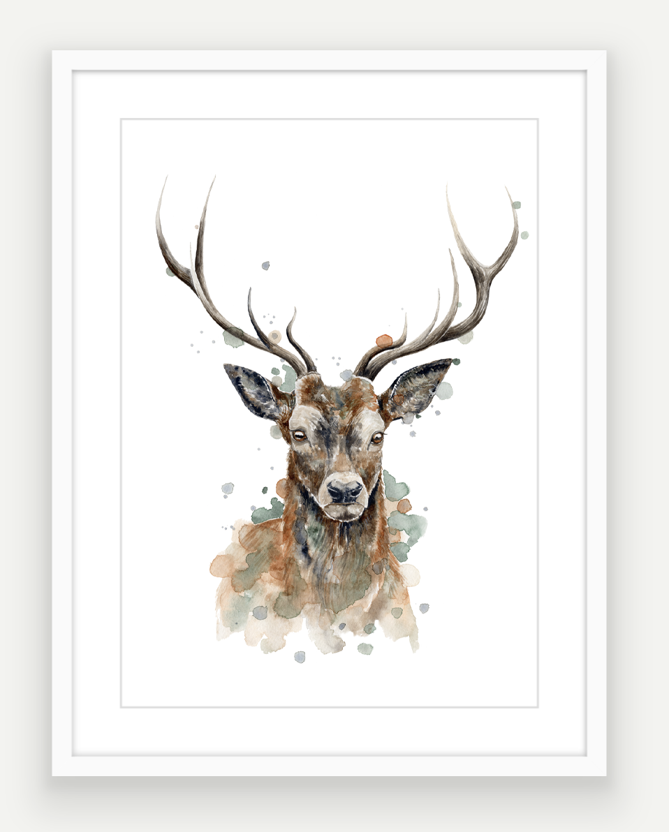 Sika Stag - Watercolour Art Print