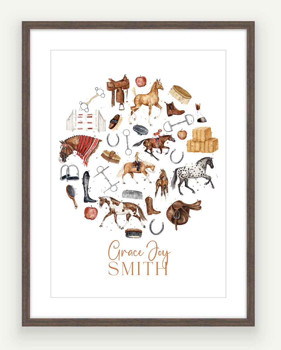Personalised Equestrian Print - Watercolour Art Print