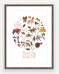 Personalised Equestrian Print - Watercolour Art Print