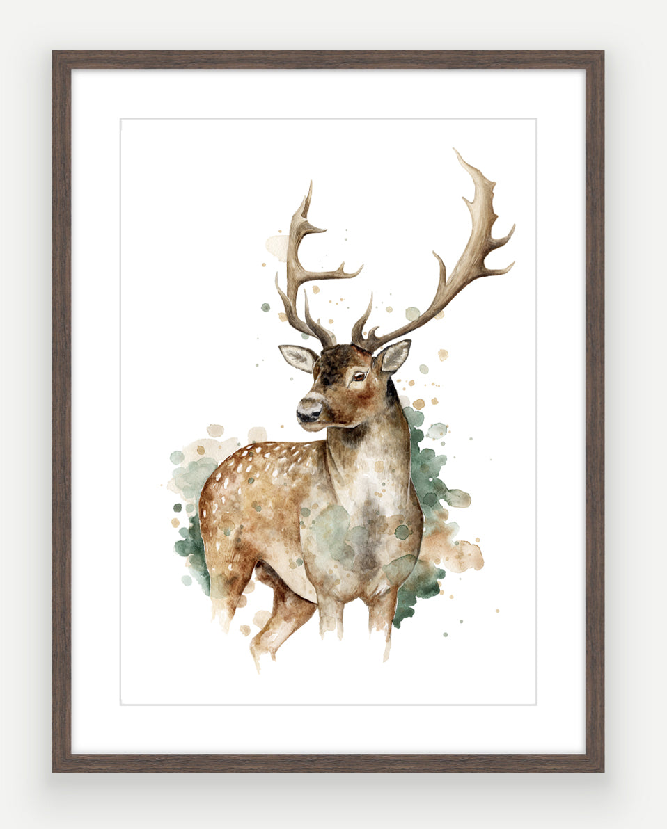 Fallow Stag - Watercolour Art Print