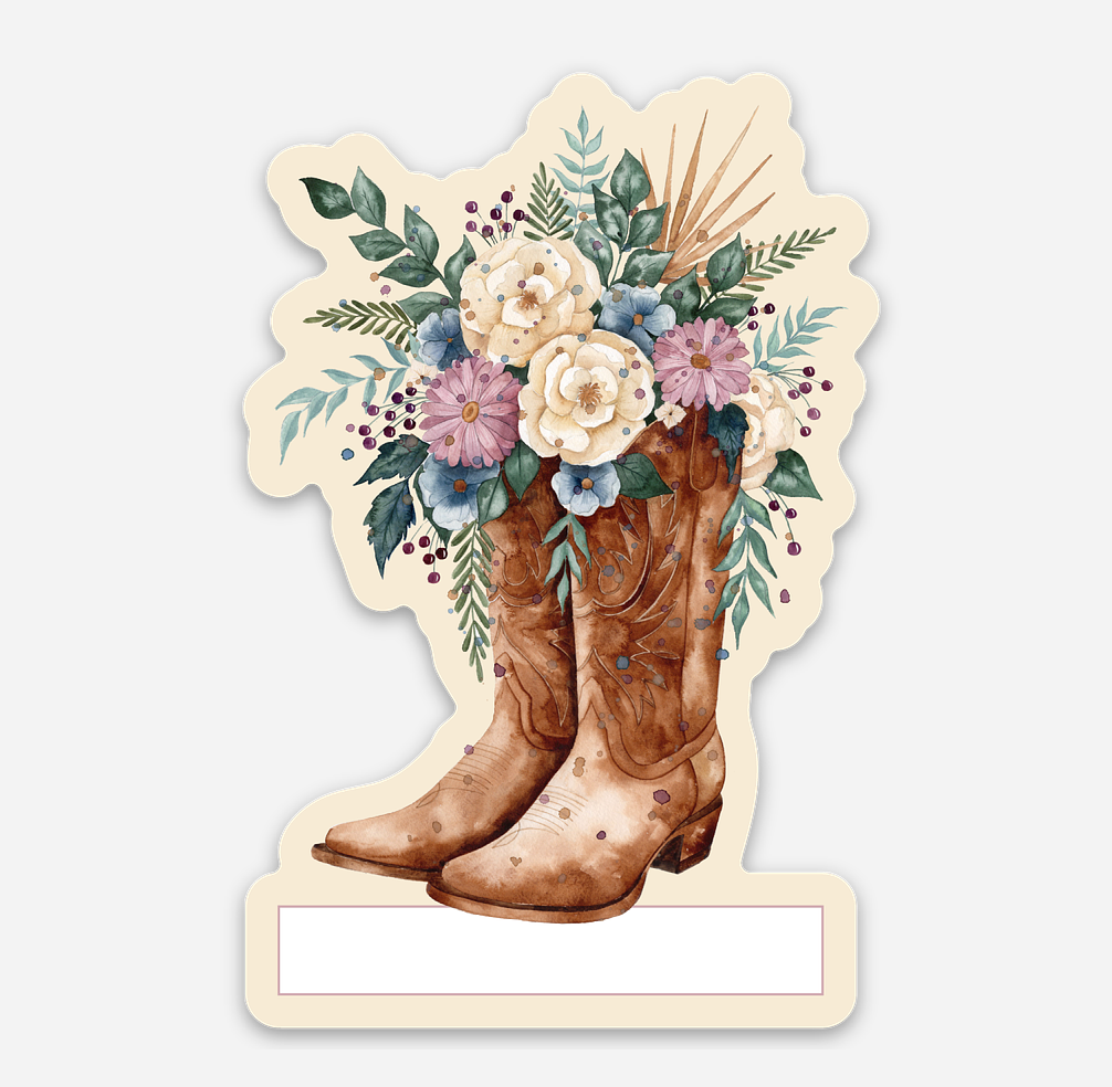 Cowboy Boots - Vinyl Name Sticker
