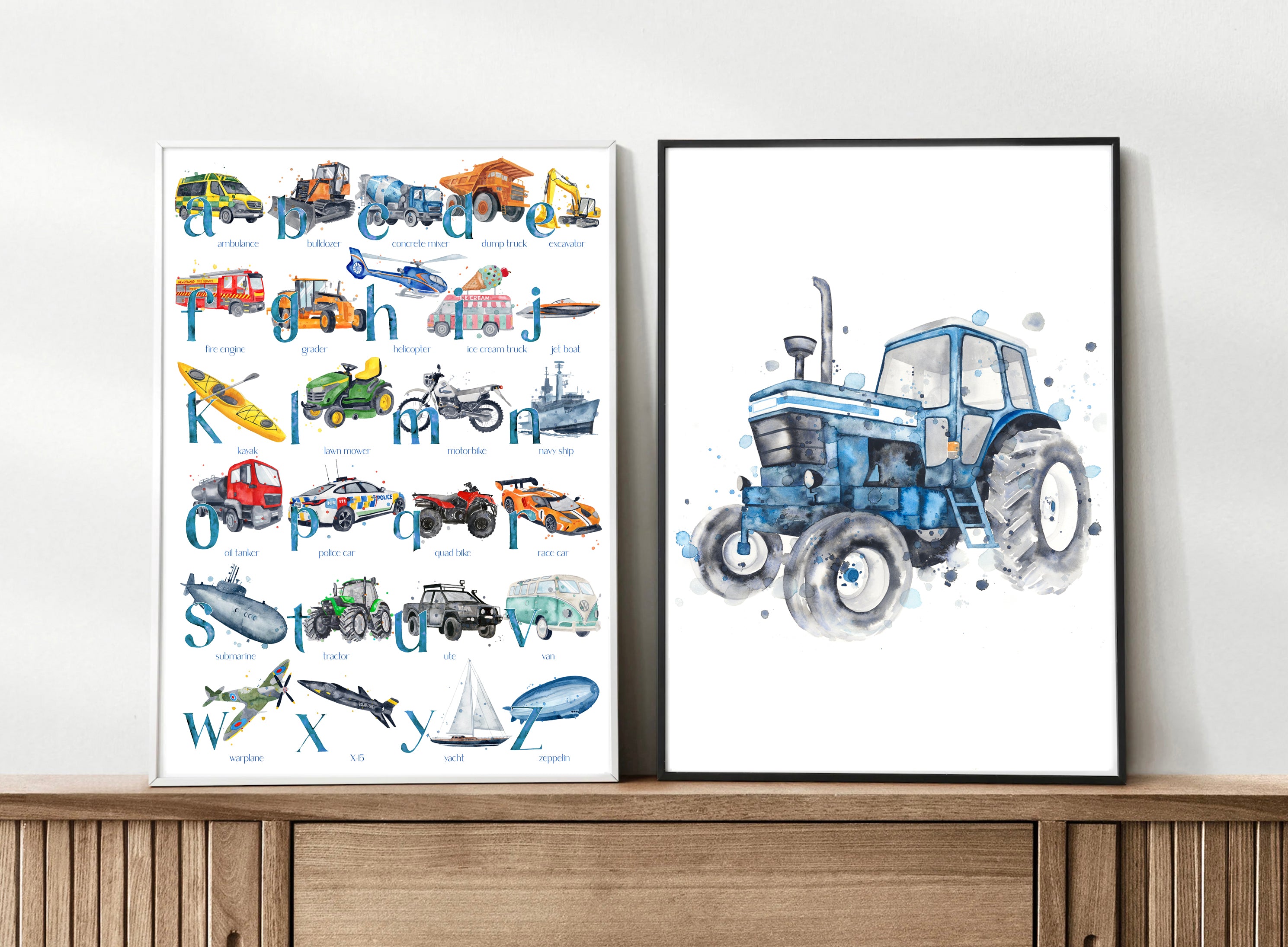 NEW Transport ABC - Watercolour Art Print - PRINT OF THE WEEK 20% OFF