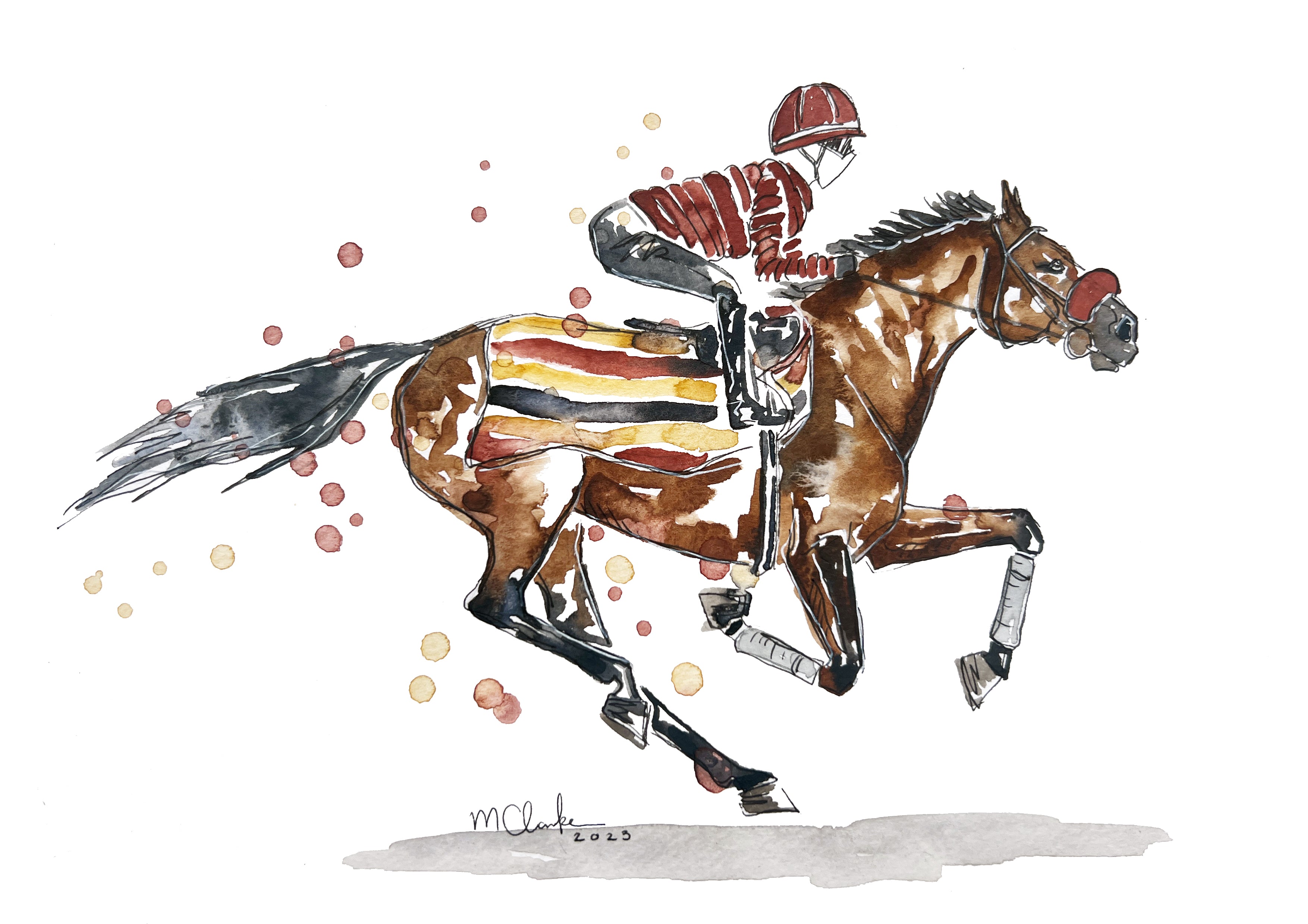 Racehorse - Watercolour Mini Print