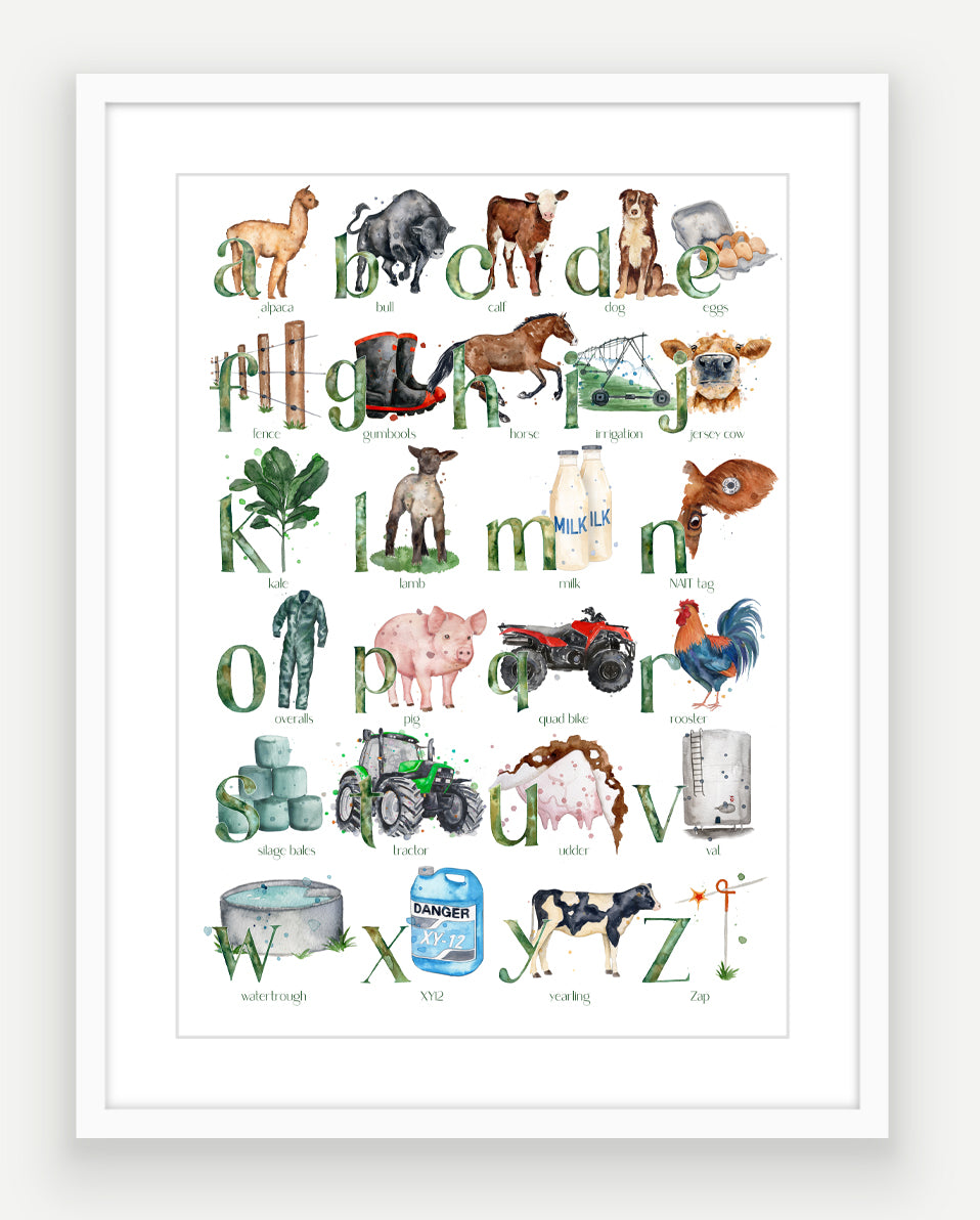Farming ABC - Watercolour Art Print