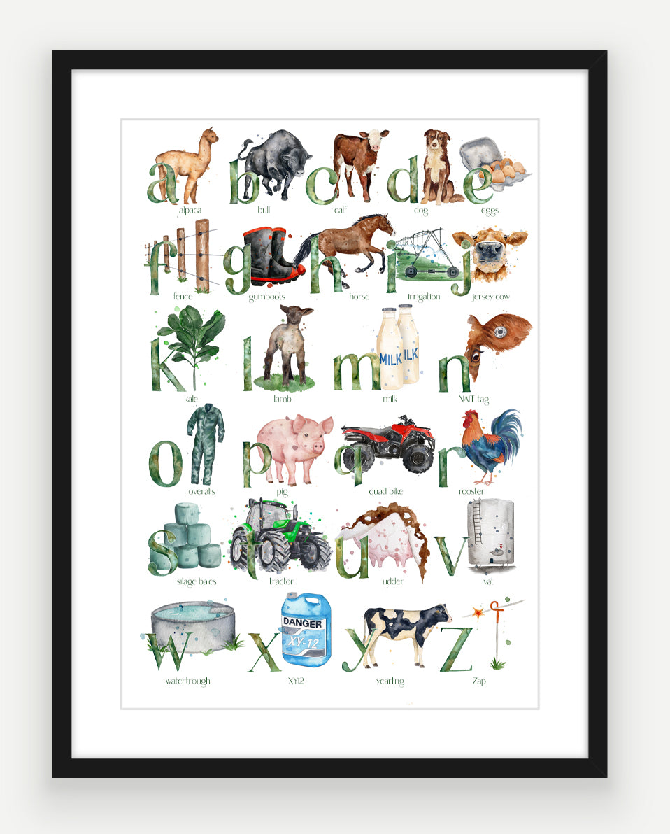 Farming ABC - Watercolour Art Print