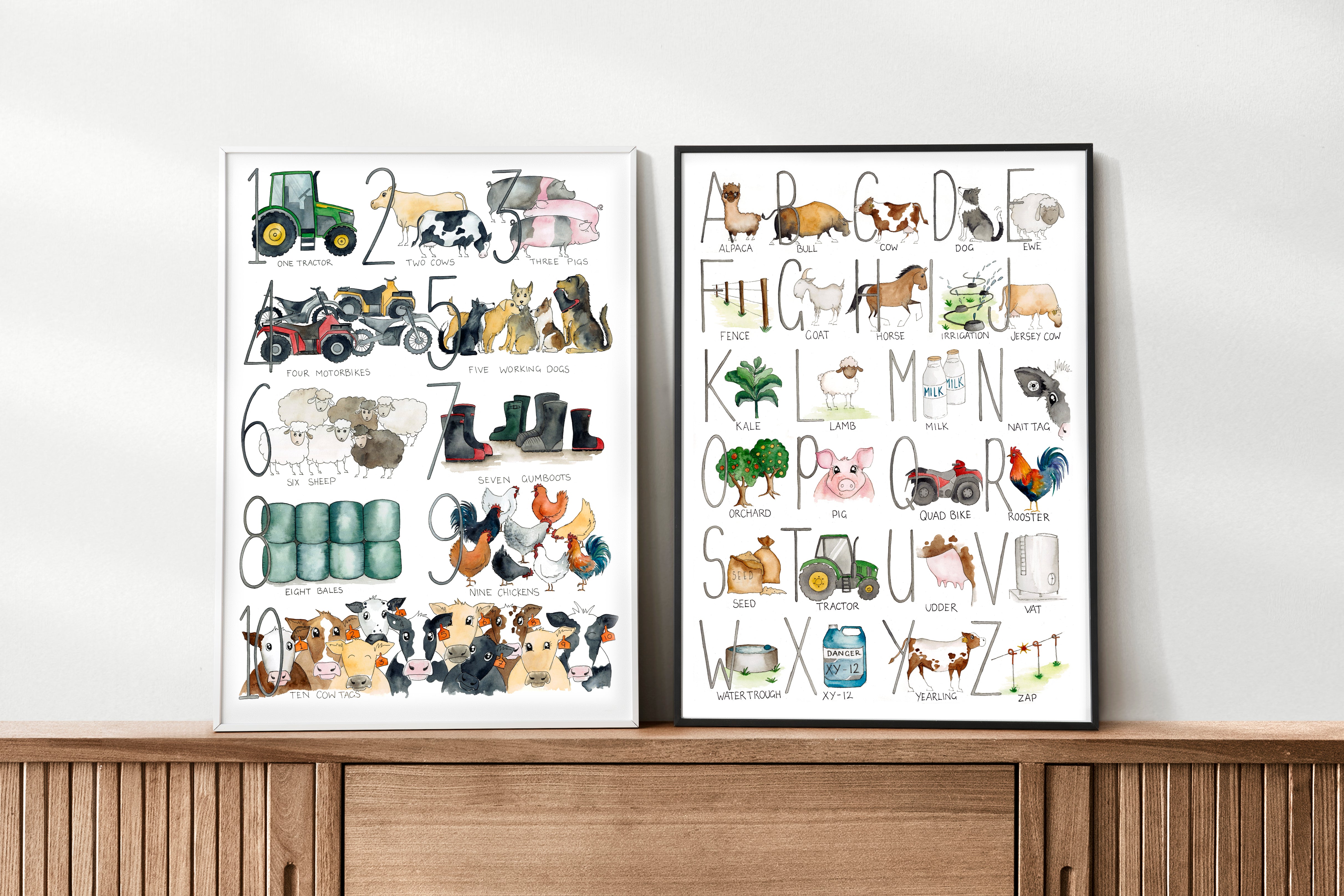 Farming 123 - Watercolour Art Print