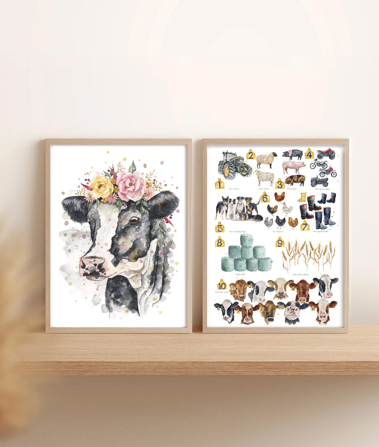 NEW Farming 123 - Watercolour Art Print