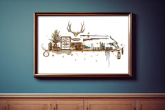 Hunting & Fishing Shelf - Watercolour Print